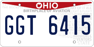 OH license plate GGT6415