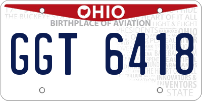 OH license plate GGT6418