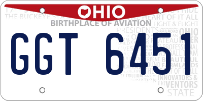 OH license plate GGT6451