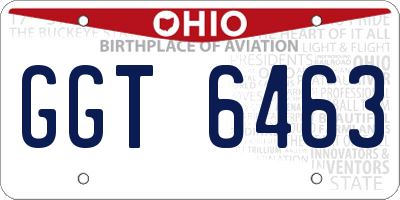 OH license plate GGT6463