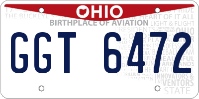OH license plate GGT6472