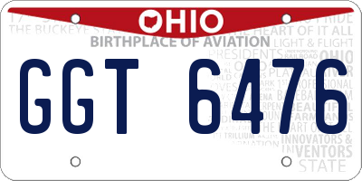 OH license plate GGT6476