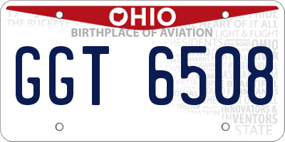 OH license plate GGT6508