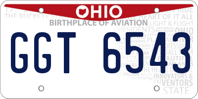 OH license plate GGT6543