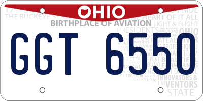 OH license plate GGT6550