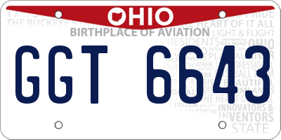OH license plate GGT6643