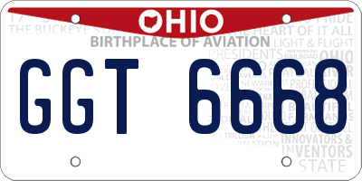 OH license plate GGT6668