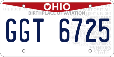 OH license plate GGT6725
