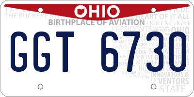 OH license plate GGT6730