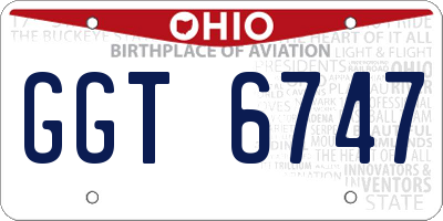 OH license plate GGT6747
