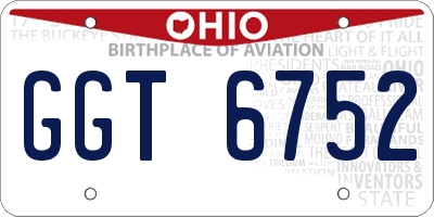 OH license plate GGT6752