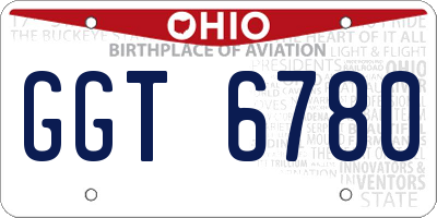 OH license plate GGT6780