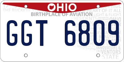 OH license plate GGT6809