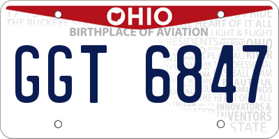 OH license plate GGT6847