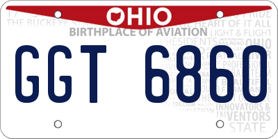 OH license plate GGT6860