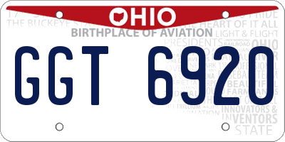 OH license plate GGT6920