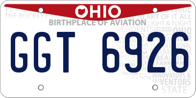OH license plate GGT6926