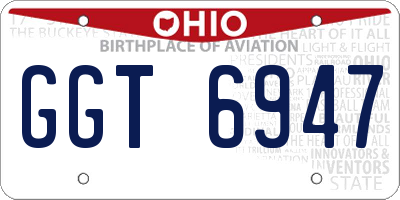 OH license plate GGT6947