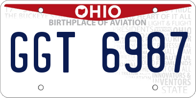 OH license plate GGT6987