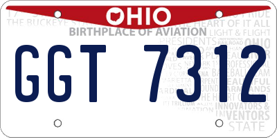 OH license plate GGT7312