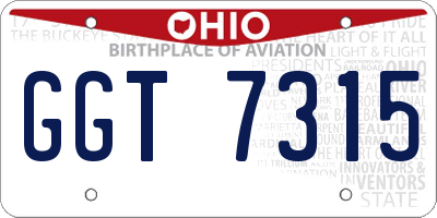 OH license plate GGT7315