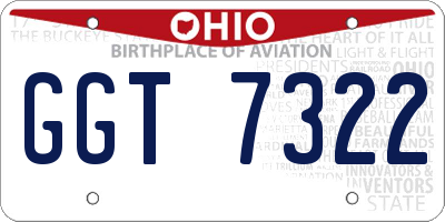 OH license plate GGT7322