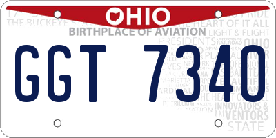 OH license plate GGT7340