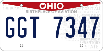 OH license plate GGT7347