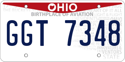 OH license plate GGT7348
