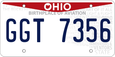 OH license plate GGT7356