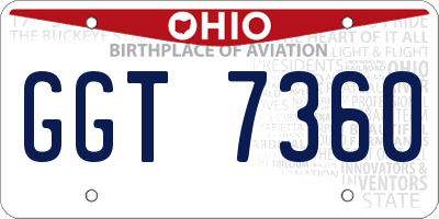 OH license plate GGT7360