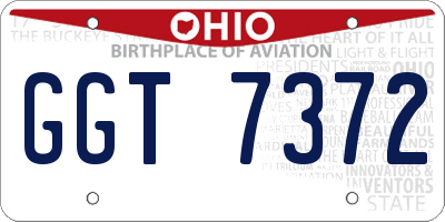OH license plate GGT7372
