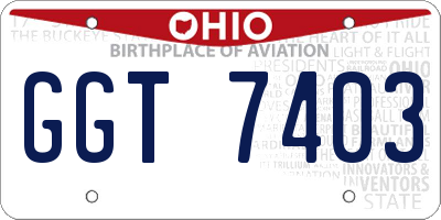 OH license plate GGT7403
