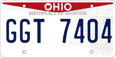 OH license plate GGT7404