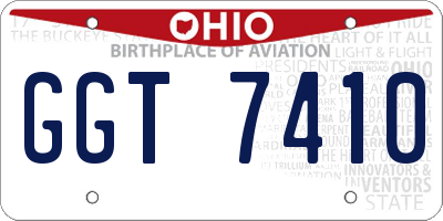 OH license plate GGT7410