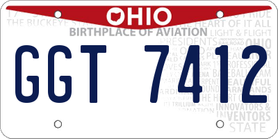 OH license plate GGT7412