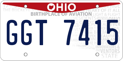 OH license plate GGT7415