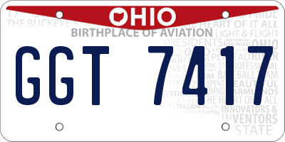 OH license plate GGT7417