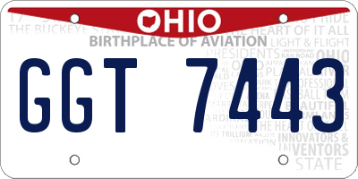 OH license plate GGT7443