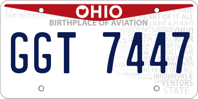 OH license plate GGT7447