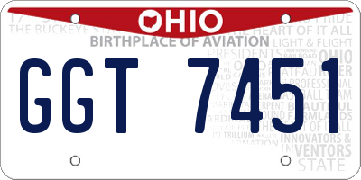 OH license plate GGT7451