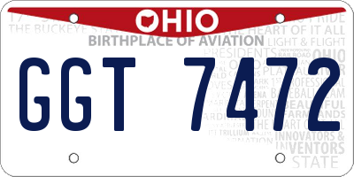 OH license plate GGT7472