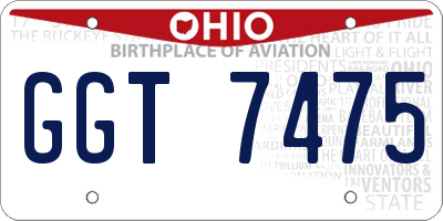 OH license plate GGT7475