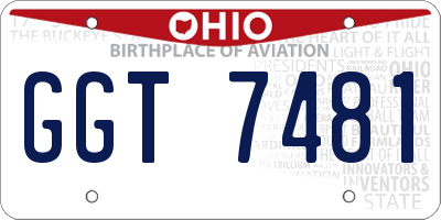 OH license plate GGT7481