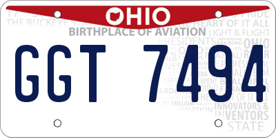 OH license plate GGT7494