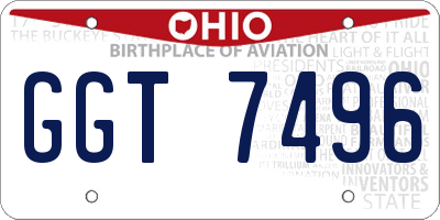 OH license plate GGT7496