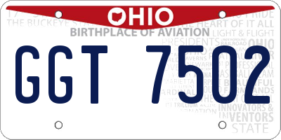 OH license plate GGT7502