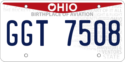 OH license plate GGT7508