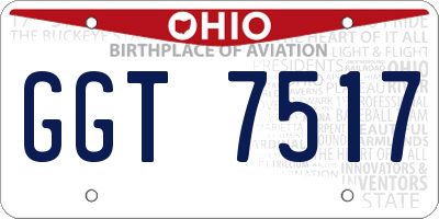 OH license plate GGT7517