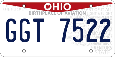 OH license plate GGT7522